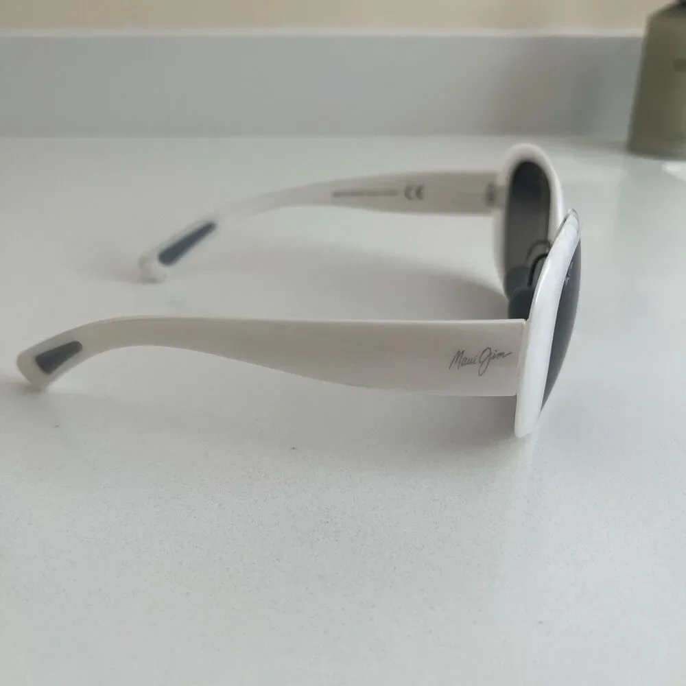 Maui Jim Women’s Nahiku White Pearl Frame Gray Polarized Sunglasses MJ436-05